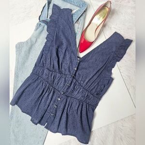 NWT Flutter Sleeves Smocked Blouse Size Medium